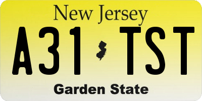 NJ license plate A31TST