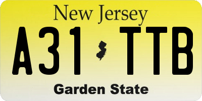 NJ license plate A31TTB