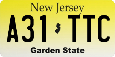 NJ license plate A31TTC