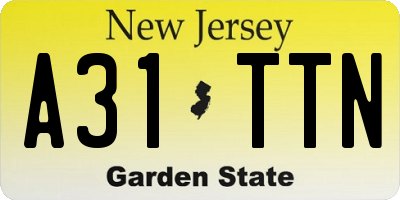 NJ license plate A31TTN