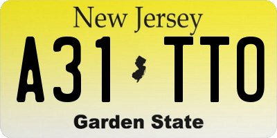 NJ license plate A31TTO