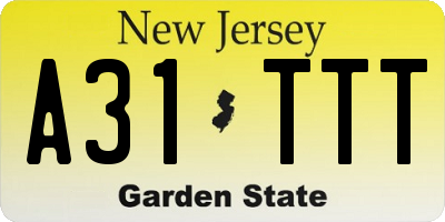 NJ license plate A31TTT