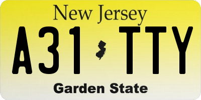 NJ license plate A31TTY