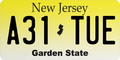 NJ license plate A31TUE
