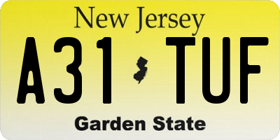 NJ license plate A31TUF