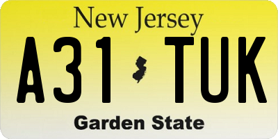 NJ license plate A31TUK