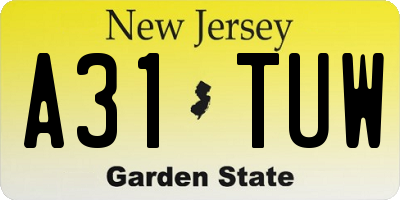 NJ license plate A31TUW