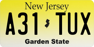 NJ license plate A31TUX