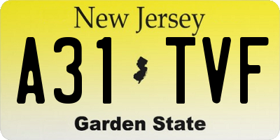 NJ license plate A31TVF