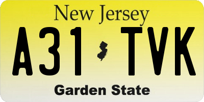 NJ license plate A31TVK