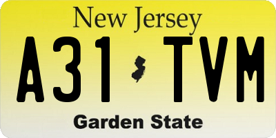 NJ license plate A31TVM