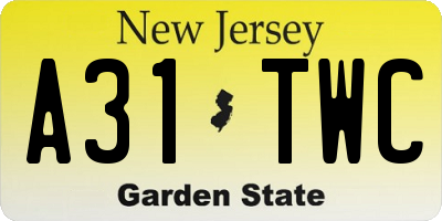 NJ license plate A31TWC