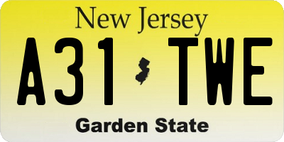 NJ license plate A31TWE