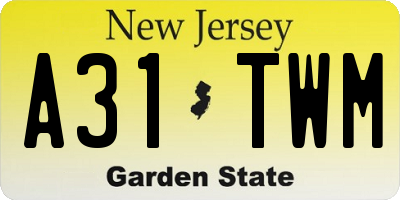 NJ license plate A31TWM