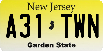 NJ license plate A31TWN
