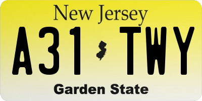 NJ license plate A31TWY