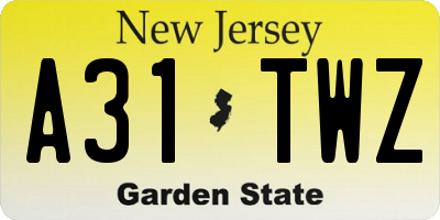 NJ license plate A31TWZ