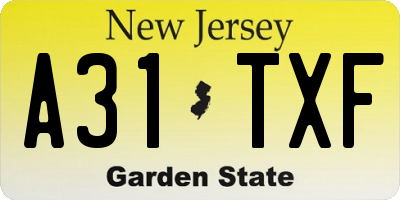 NJ license plate A31TXF
