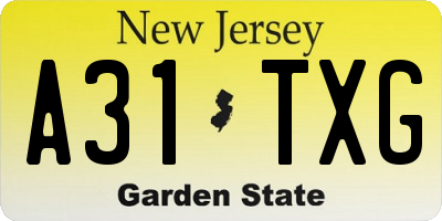 NJ license plate A31TXG