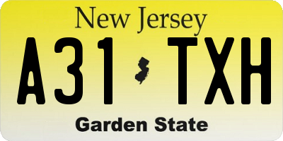 NJ license plate A31TXH