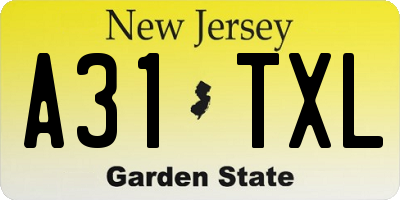 NJ license plate A31TXL