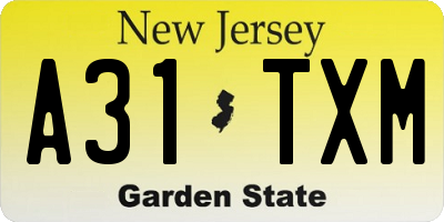 NJ license plate A31TXM