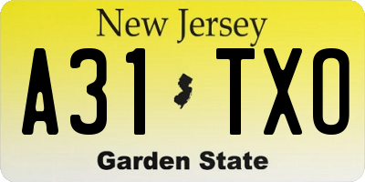 NJ license plate A31TXO