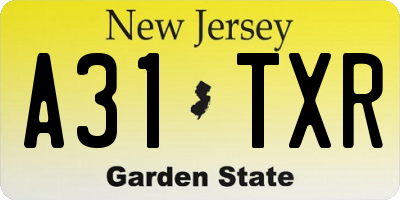 NJ license plate A31TXR