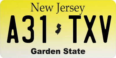 NJ license plate A31TXV