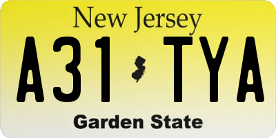 NJ license plate A31TYA