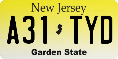 NJ license plate A31TYD
