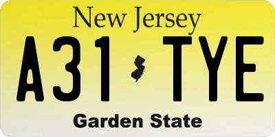 NJ license plate A31TYE