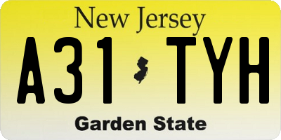 NJ license plate A31TYH