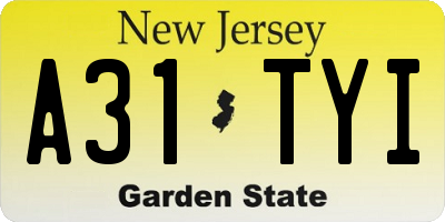 NJ license plate A31TYI