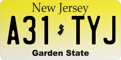 NJ license plate A31TYJ