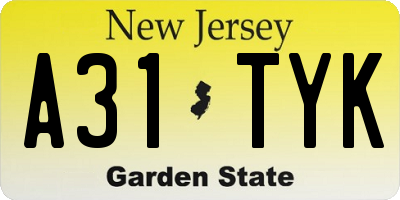 NJ license plate A31TYK