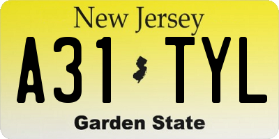 NJ license plate A31TYL
