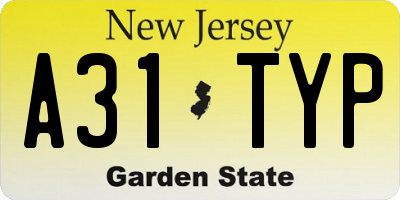 NJ license plate A31TYP