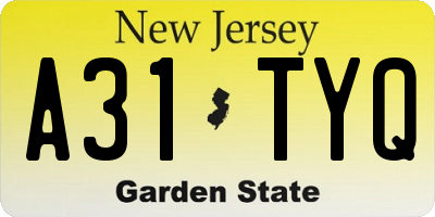 NJ license plate A31TYQ