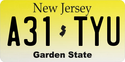 NJ license plate A31TYU