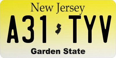 NJ license plate A31TYV
