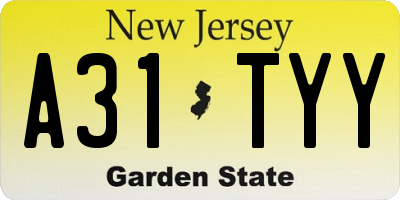 NJ license plate A31TYY