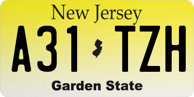 NJ license plate A31TZH