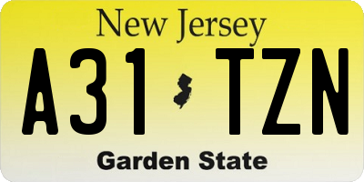NJ license plate A31TZN