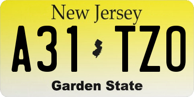 NJ license plate A31TZO