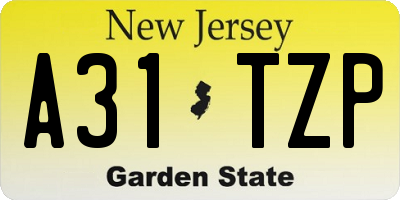 NJ license plate A31TZP