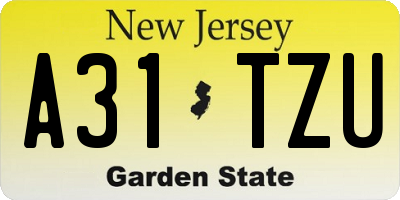 NJ license plate A31TZU