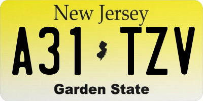 NJ license plate A31TZV