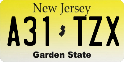 NJ license plate A31TZX
