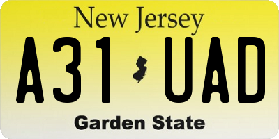 NJ license plate A31UAD